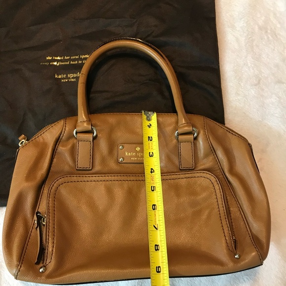 Kate Spade New York Tote Bag Purse Cognac Brown Leather Handbag with dust bag - Picture 14 of 16